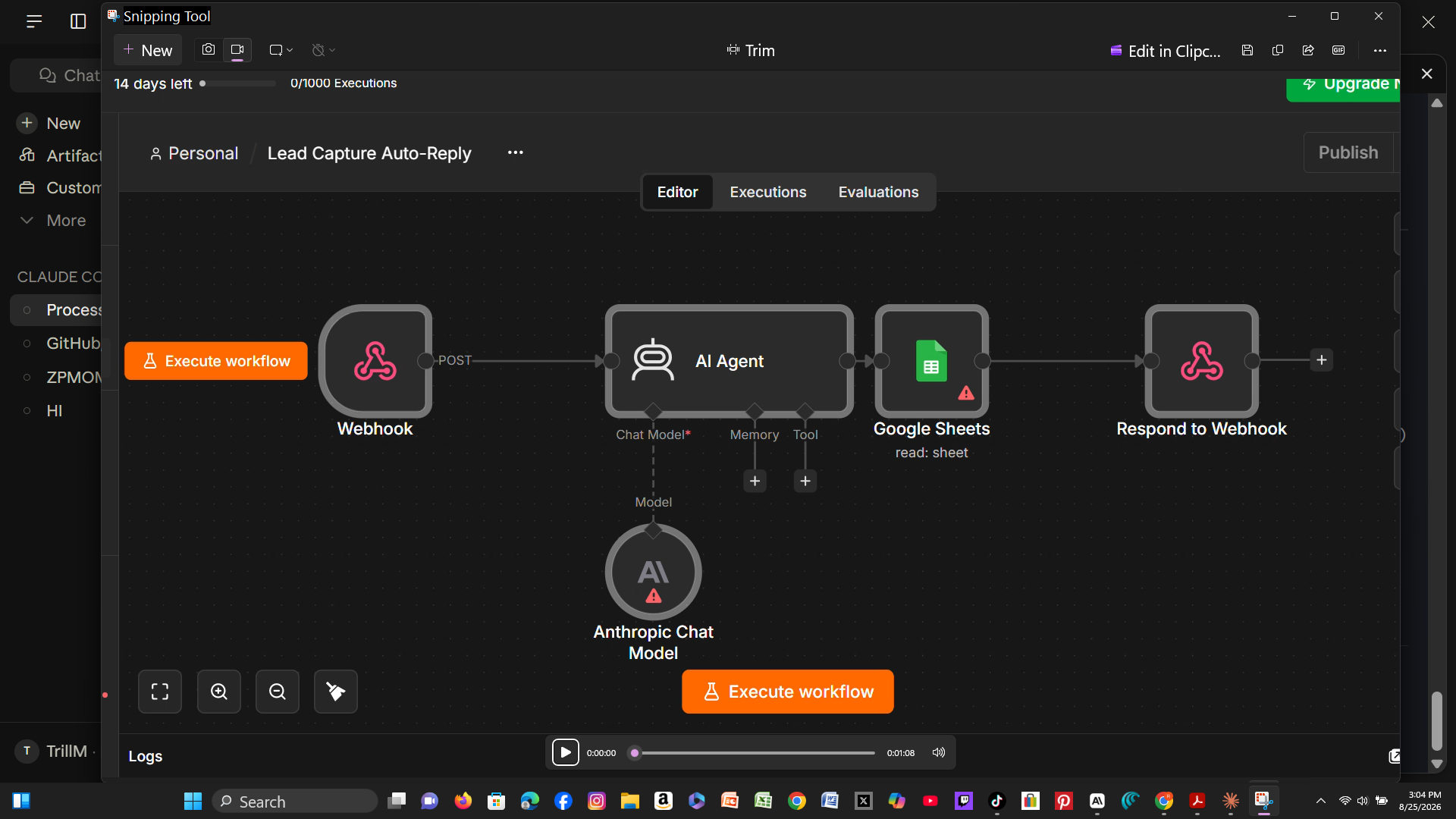 n8n Workflow Design — Lead Capture Auto-Reply n8n automation